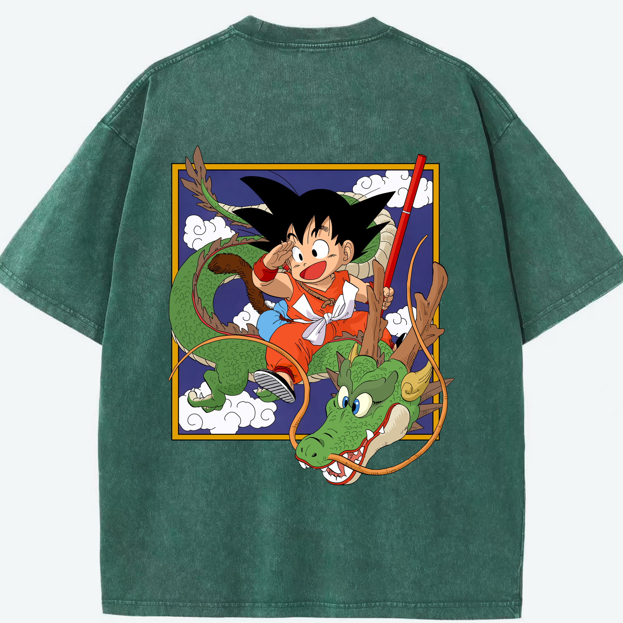 （画像用） ドラゴンボール 孫悟空（そん ごくう）Son Goku カカロット DRAGON BALL Kakarotto 綿100% ヴィンテージ風 半袖Tシャツ（背面プリント）